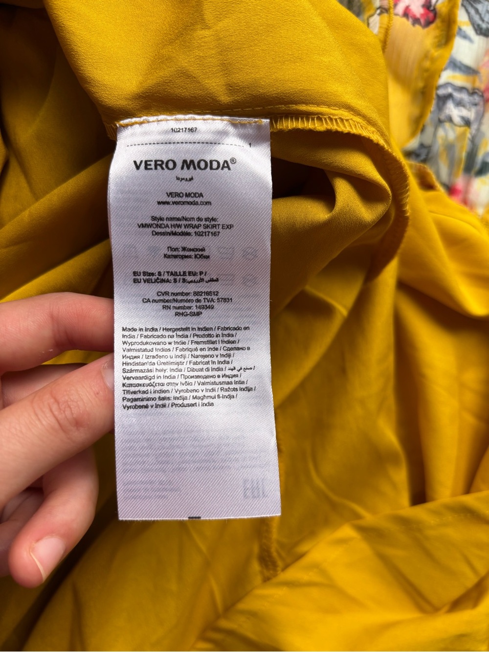 Vero moda yellow mustard floral wrap midi skirt ruffle boho cottagecore summer - Picture 5 of 14